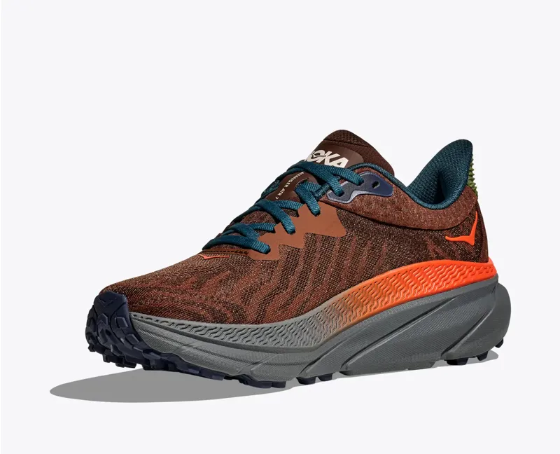 HOKA Challenger 7 Men's Road/Trail Running Shoe in Mineral Brown/Asteroid-6