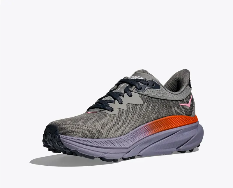 HOKA Challenger 7 Women's Road/Trail Running Shoe in Galactic Grey/Wild Indigo-6