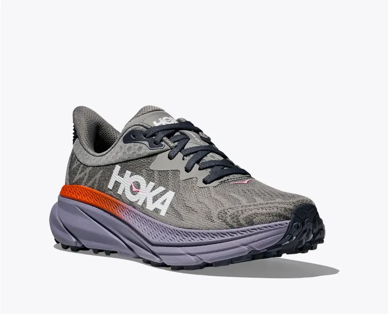 HOKA Challenger 7 Women's Road/Trail Running Shoe in Galactic Grey/Wild Indigo-7