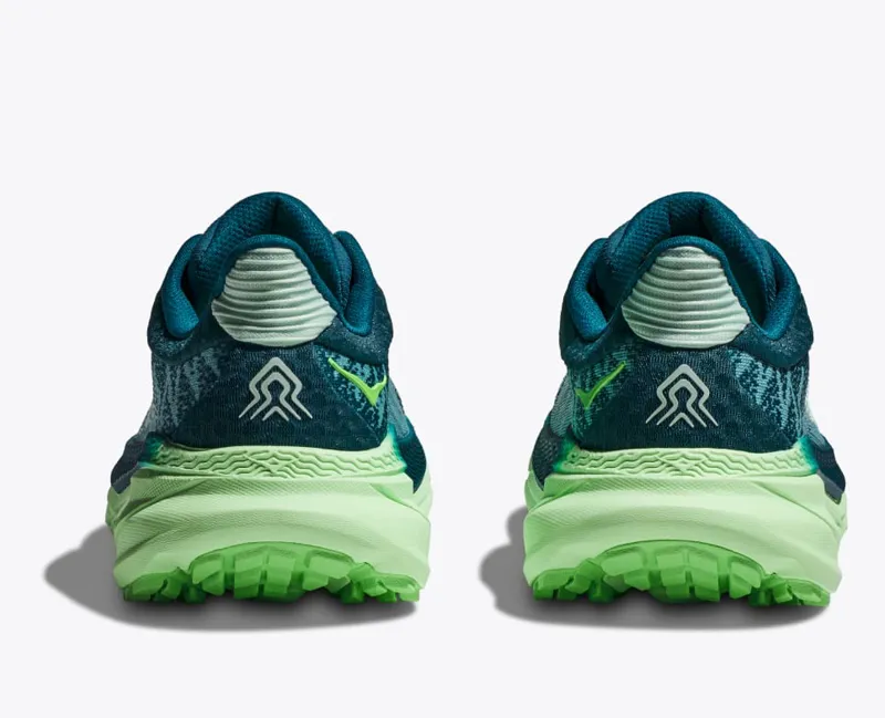 HOKA Challenger 7 Women's Road/Trail Running Shoe in Ocean Mist/Lime Glow-5