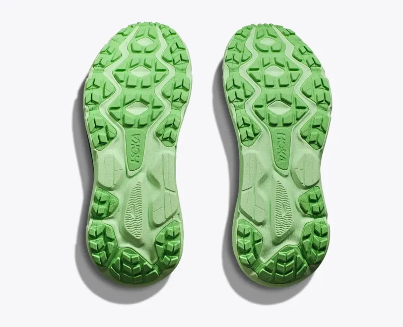 HOKA Challenger 7 Women's Road/Trail Running Shoe in Ocean Mist/Lime Glow-1