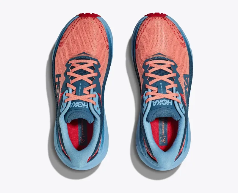 HOKA Challenger 7 Women's Road/Trail Running Shoe in Papaya/Real Teal-2