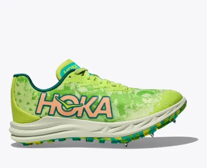 HOKA Crescendo XC Unisex Trail/Cross-Country Running Spike Shoe in Lettuce/Electric Lime