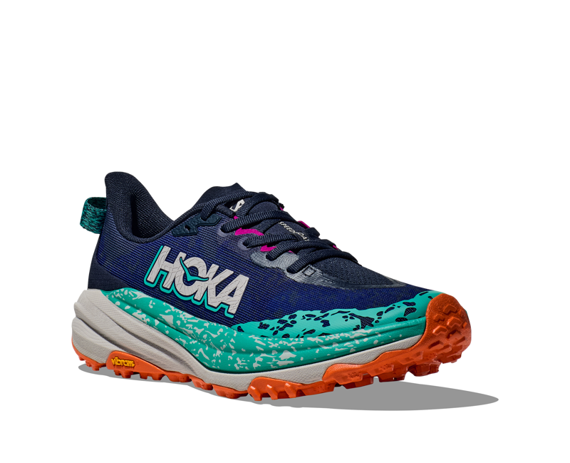 HOKA Speedgoat 6 Wide Women's Trail Running Shoe in Varsity Navy/Meteor-7
