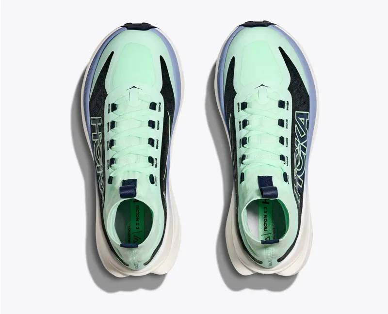 HOKA Tecton X 3 Women's Trail Running Shoe in Mint Fluorite/Varsity Navy-2