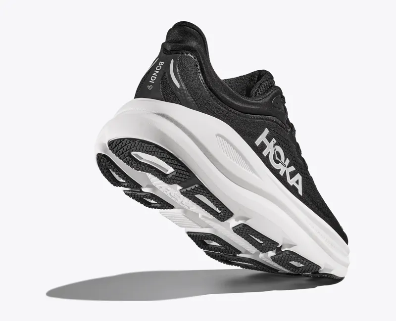 HOKA Bondi 9 WIDE Women's Road Running Shoe in Black/White-4