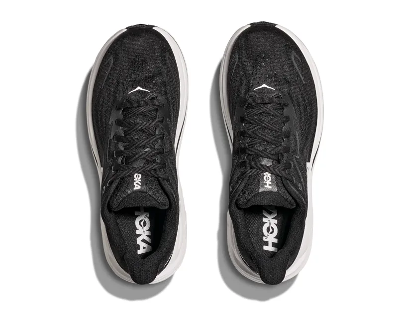 HOKA Clifton 10 WIDE Women's Road Running Shoe in Black/White-3