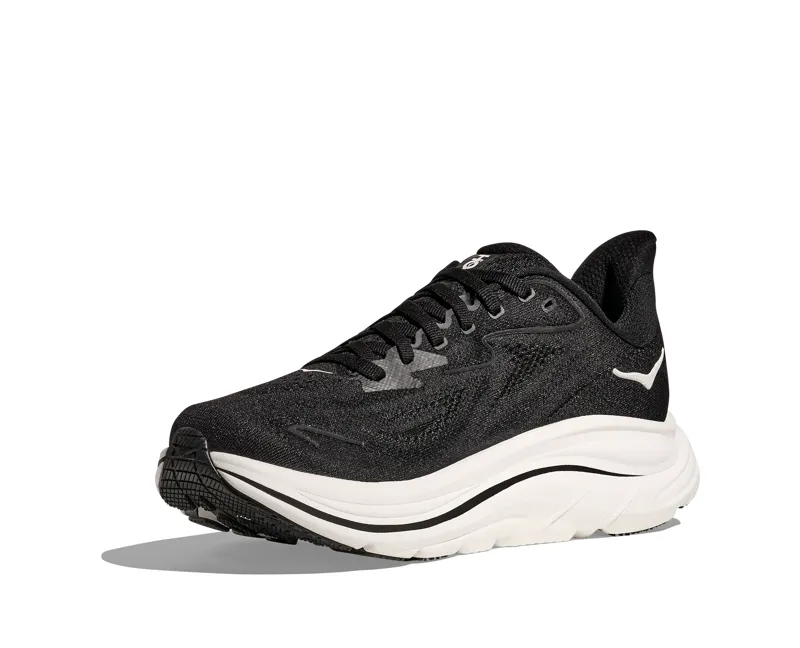 HOKA Clifton 10 WIDE Women's Road Running Shoe in Black/White-4