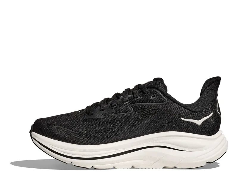 HOKA Clifton 10 WIDE Women's Road Running Shoe in Black/White-2