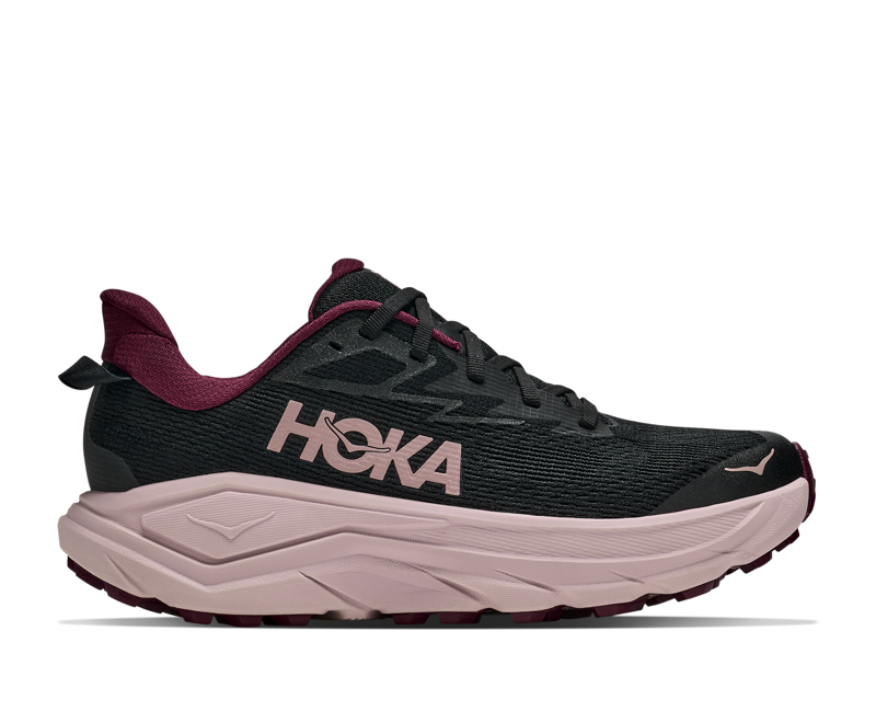 Hoka Challenger 8 Women's Trail Running Shoe in Black/Pink Opal