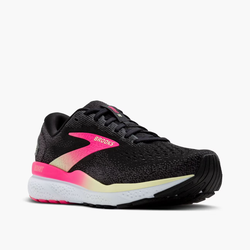 Brooks Ghost 16 Women's Road Running Shoe in Black/Pink/Yellow-5