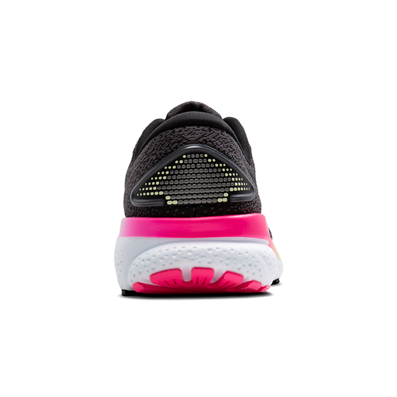 Brooks Ghost 16 Wide Women's Road Running Shoe in Black/Pink/Yellow-4