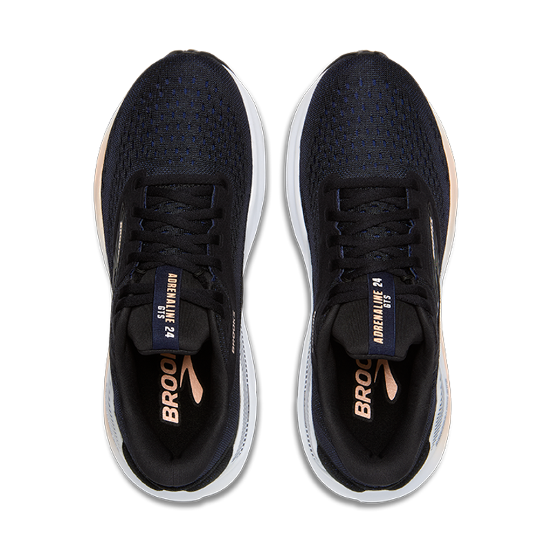 Brooks Adrenaline GTS 24 Women's Road Running Shoe in Black/Peach/Peacoat-1