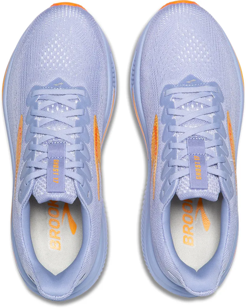 Brooks Ghost 17 Women's Road Running Shoe in Blue Heron/White/Orange-1