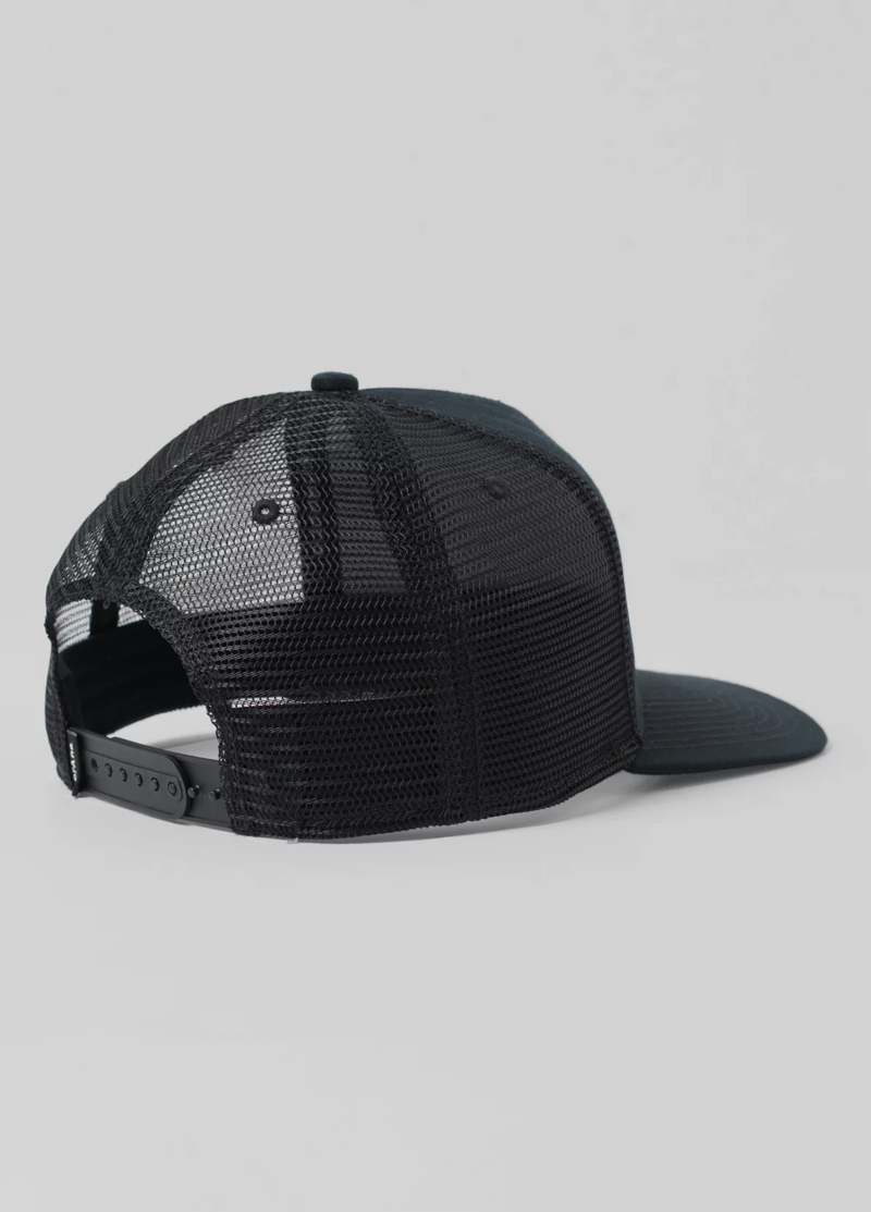 prAna Lower Pines Flat Brim Cap in Solid Black-1