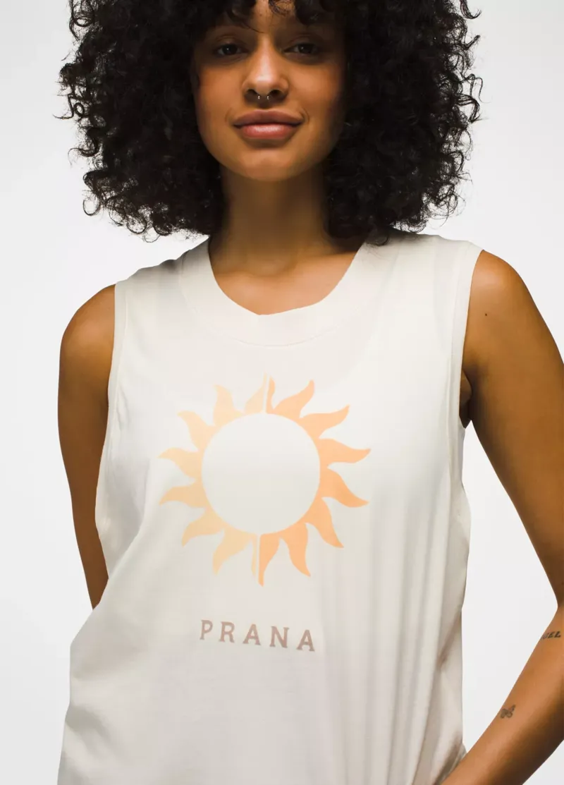 prAna Women's Everyday Vintage Wash Graphic Tank in Canvas Sun City-2