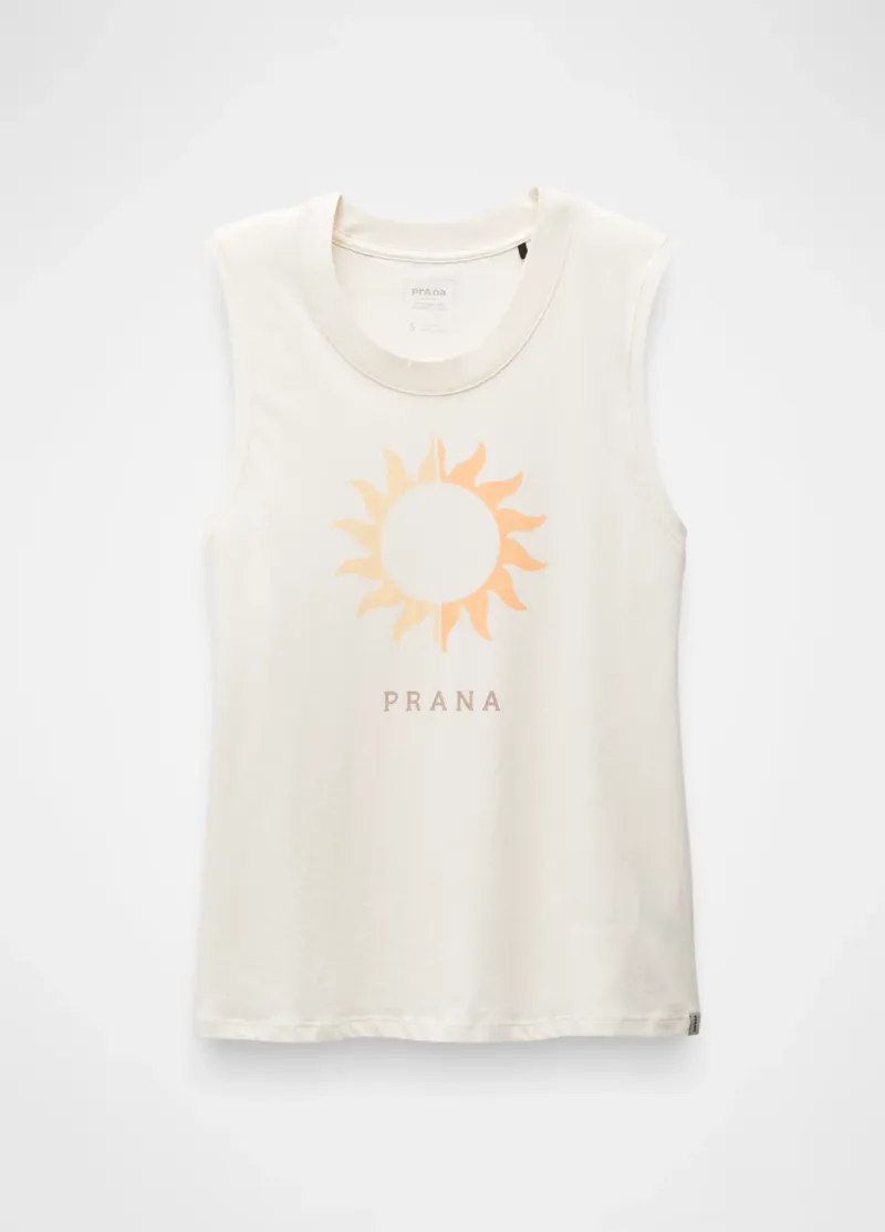 prAna Women's Everyday Vintage Wash Graphic Tank in Canvas Sun City-3