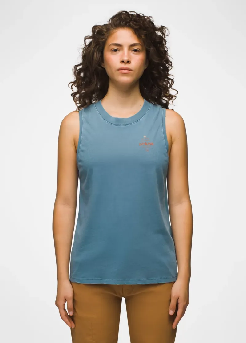 prAna Women's Everyday Vintage Wash Graphic Tank in High Tide Arch