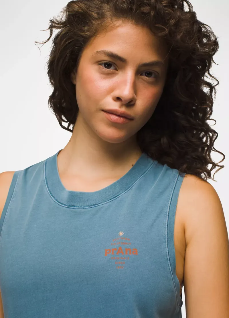 prAna Women's Everyday Vintage Wash Graphic Tank in High Tide Arch-2