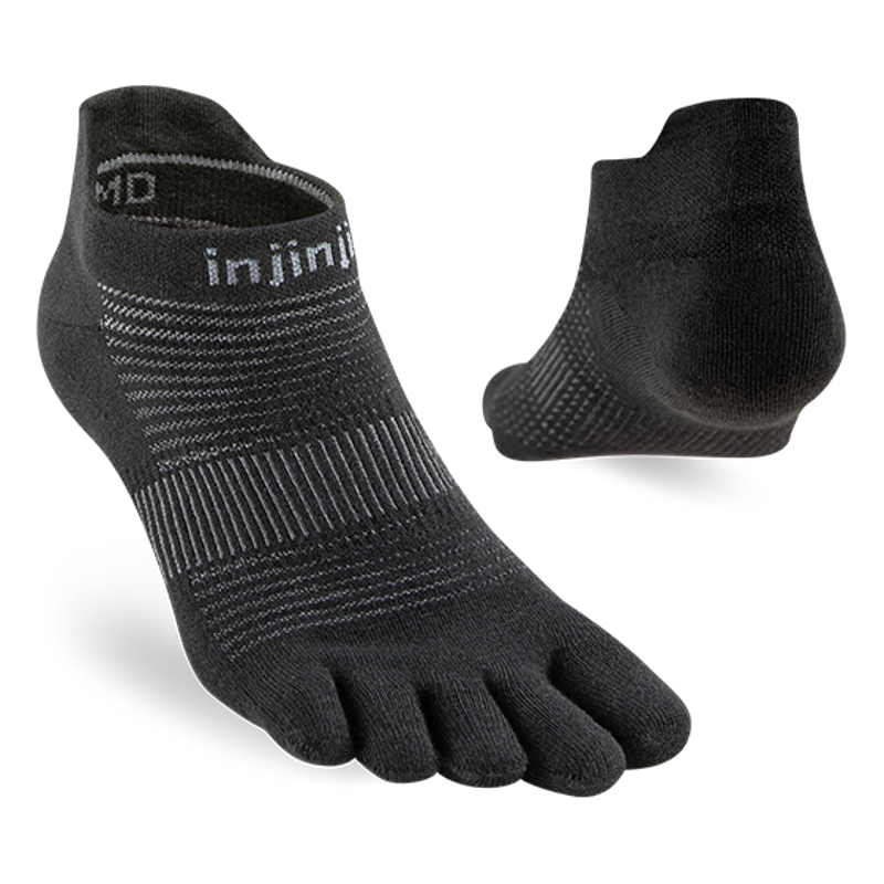 Injinji Run Lightweight No-Show Socks in Black-1