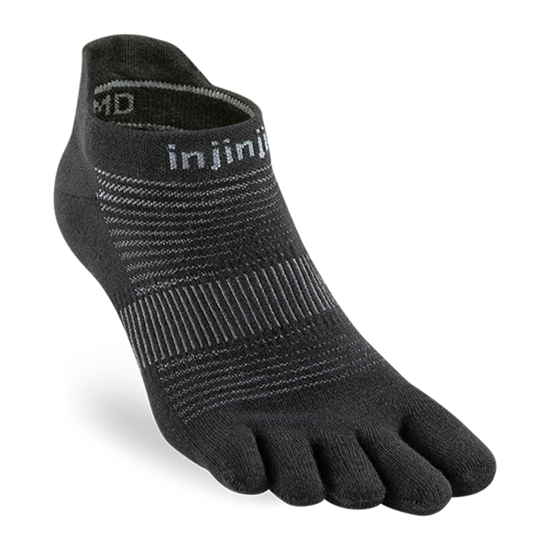 Injinji Run Lightweight No-Show Socks in Black
