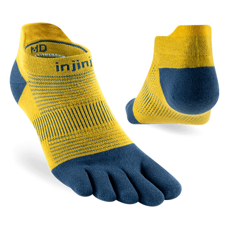 Injinji Run Lightweight No-Show Socks in Yellow-1