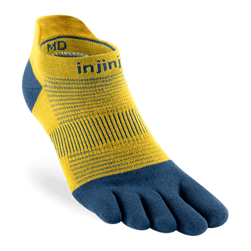 Injinji Run Lightweight No-Show Socks in Yellow