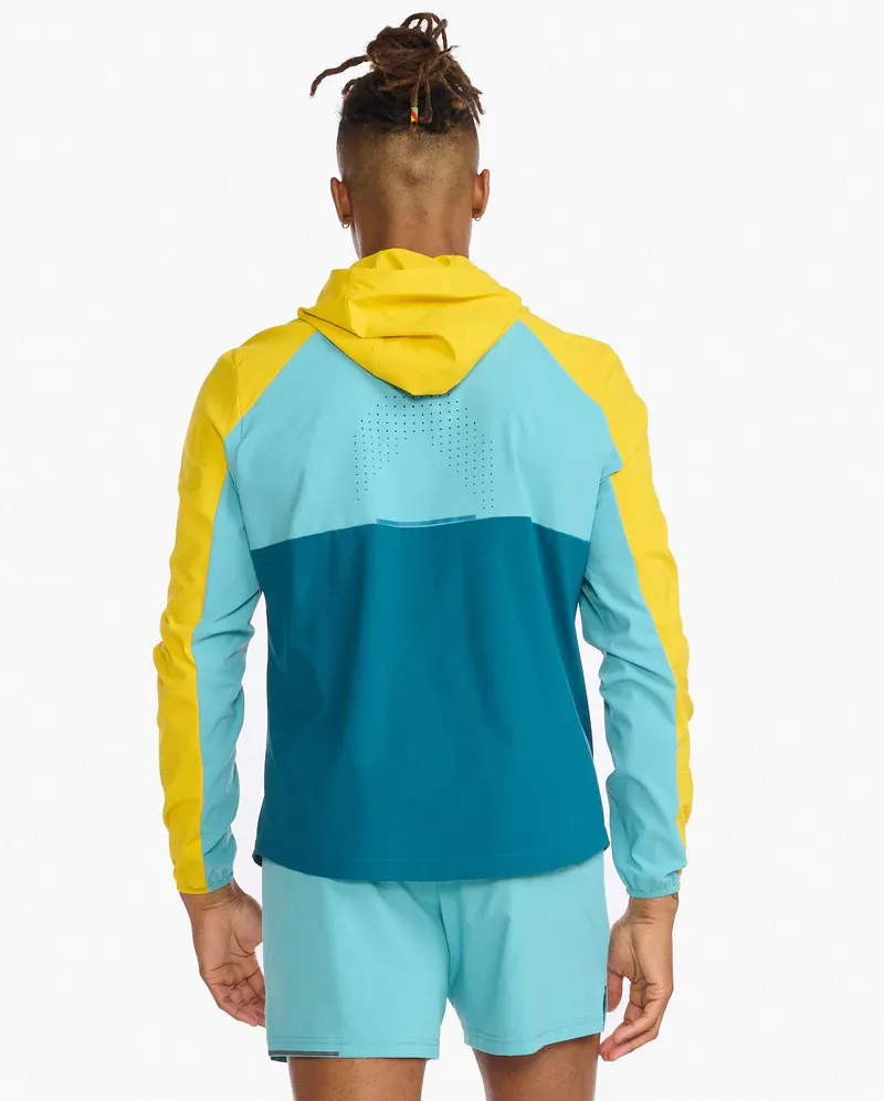 2XU Aero Men's Windproof Jacket in Sulphur/Oceanside Reflective-1