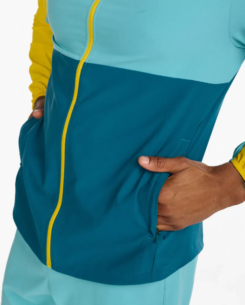 2XU Aero Men's Windproof Jacket in Sulphur/Oceanside Reflective-6