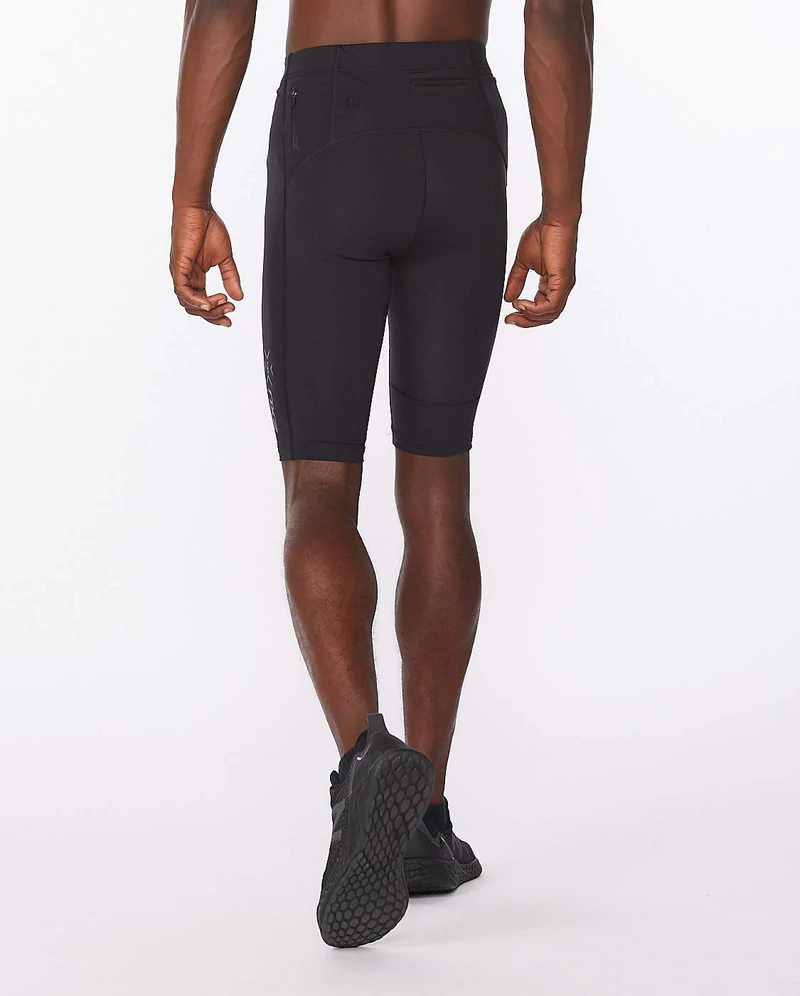 2XU Men's Light Speed Compression Shorts in Black/Black Reflective-2