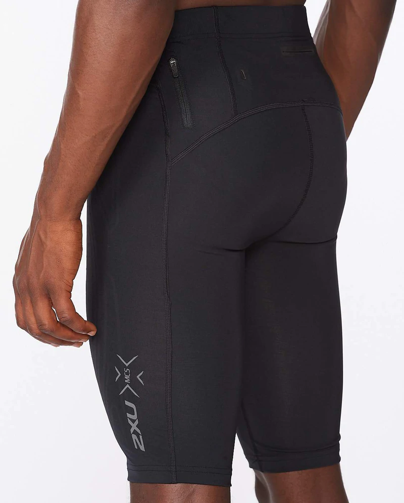 2XU Men's Light Speed Compression Shorts in Black/Black Reflective-6