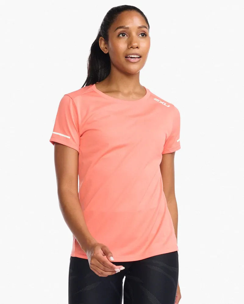 2XU Women's Aero Tee in Hyper Coral/White Reflective