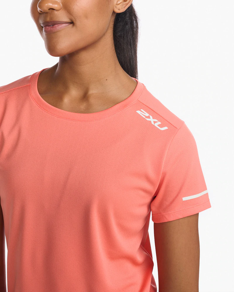 2XU Women's Aero Tee in Hyper Coral/White Reflective-4