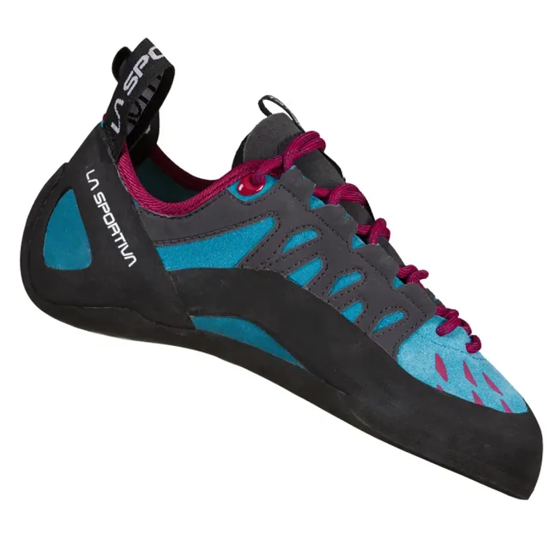 La Sportiva Tarantulace Women's Climbing Shoe in Topaz/Red Plum