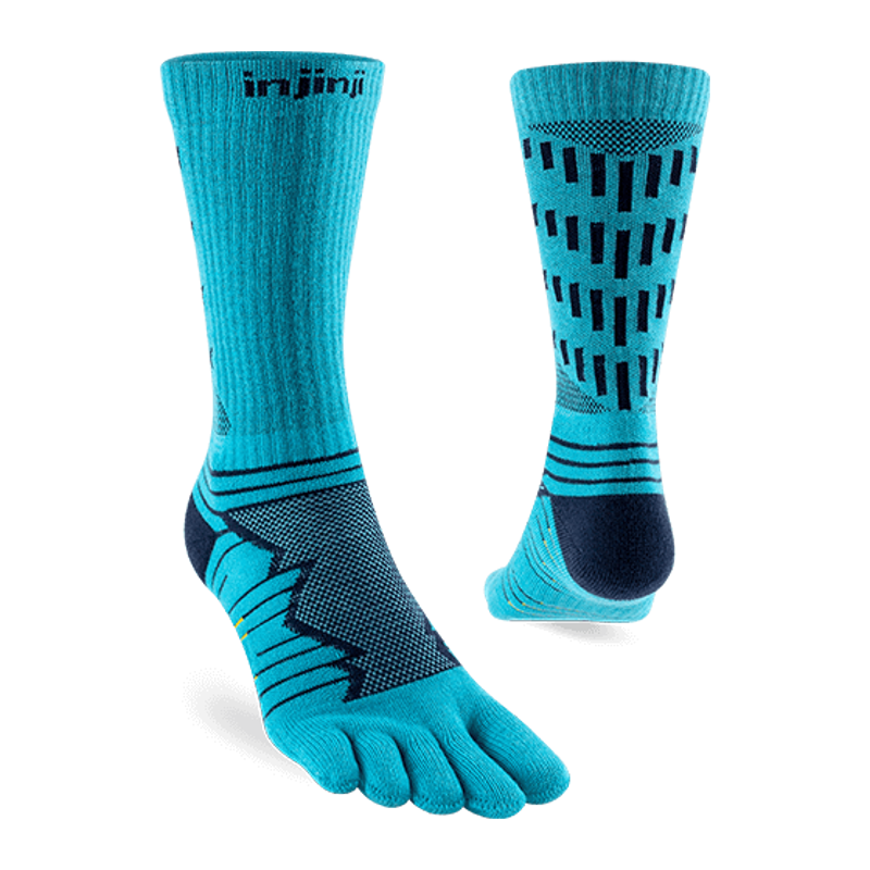 Injinji Ultra Run Crew Socks in Pacific Blue-1