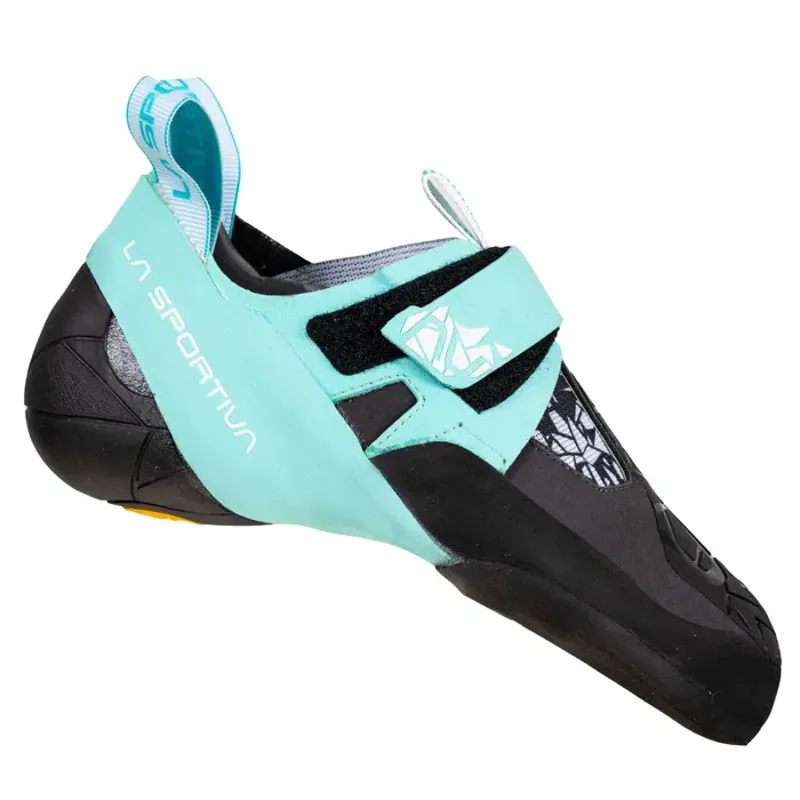 La Sportiva Skwama Vegan Women's Climbing Shoe in Carbon/Turquoise