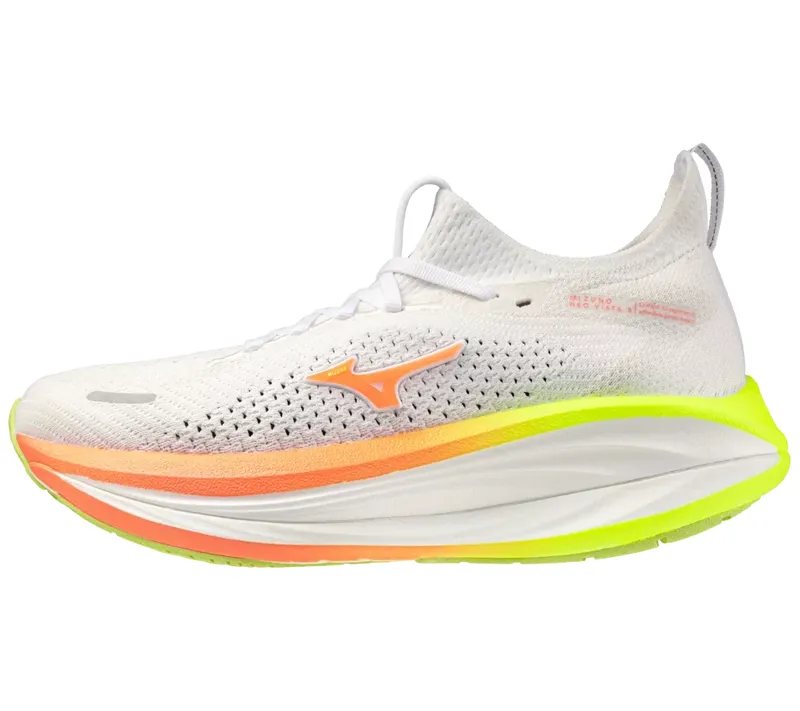Mizuno Neo Vista 3 Women's Road Running Shoe in White/Flamingo Coral/Lime Pulp-3