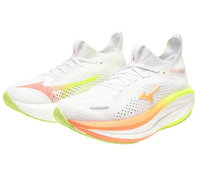 Mizuno Neo Vista 3 Women's Road Running Shoe in White/Flamingo Coral/Lime Pulp-4