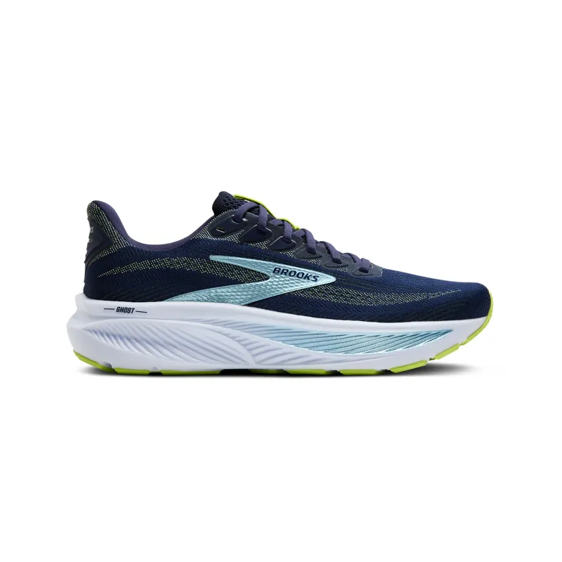 Brooks Ghost 17 Men's Road Running Shoe in Peacoat/Lime/Blue