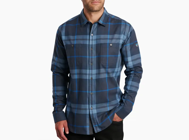 Kuhl Fugitive Flannel Men's Long Sleeve Shirt in Blue Storm