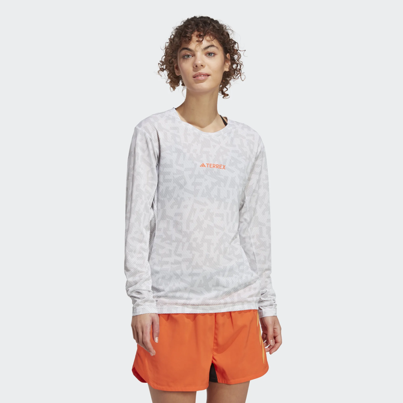 adidas Terrex Trail Running Long-Sleeve Women's Top in White/Grey Two-5