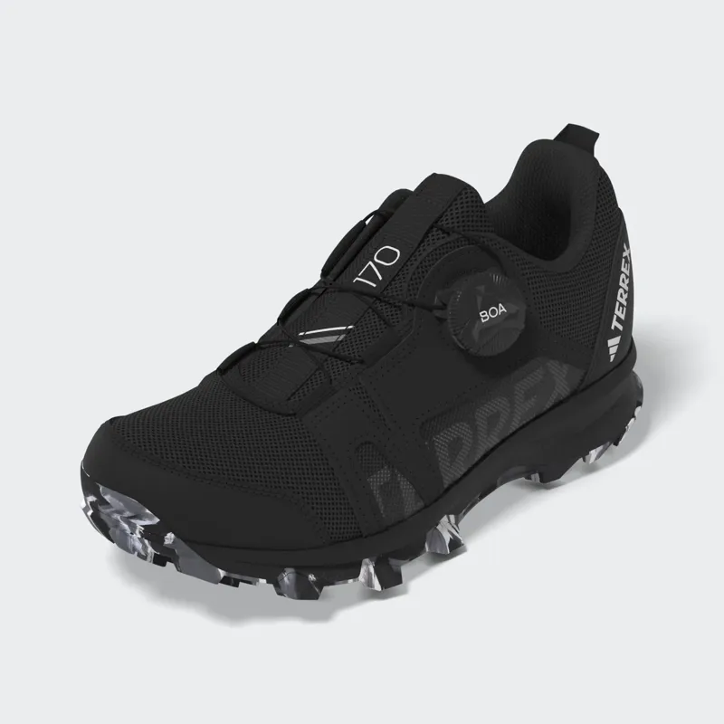 adidas Terrex Agravic Boa Kid's Trail Running/Walking Shoe in Core Black/Cloud White/Grey Three-6