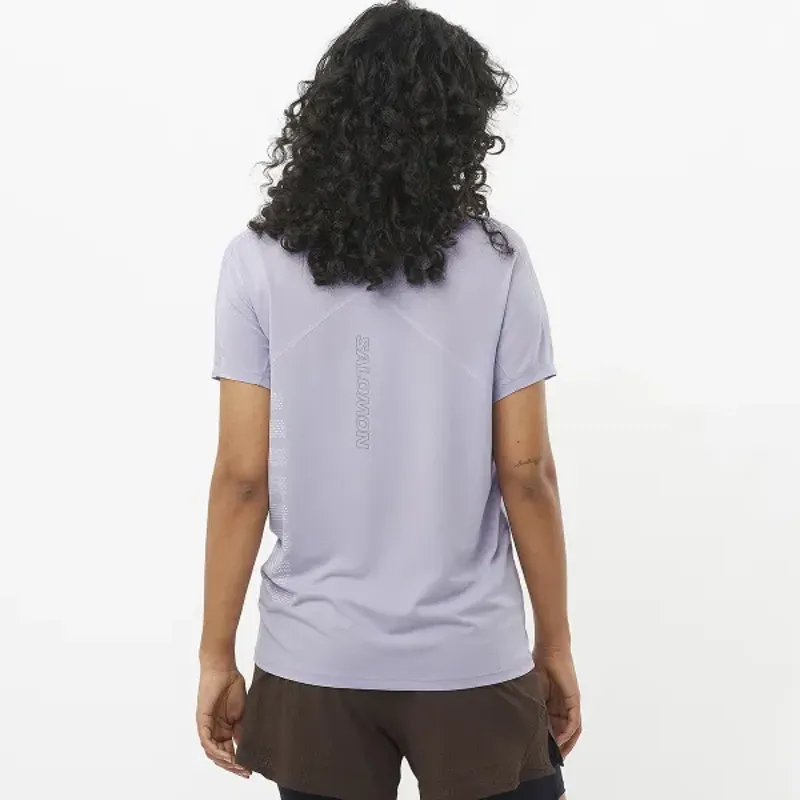 Salomon Sense Aero GFX Short Sleeve Women's Running T-Shirt in Cosmic Sky/Castlerock-2