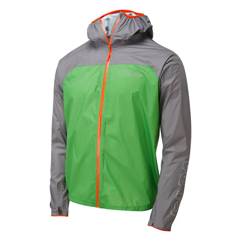 OMM Halo Men's Waterproof Running Jacket in Green/Grey-2