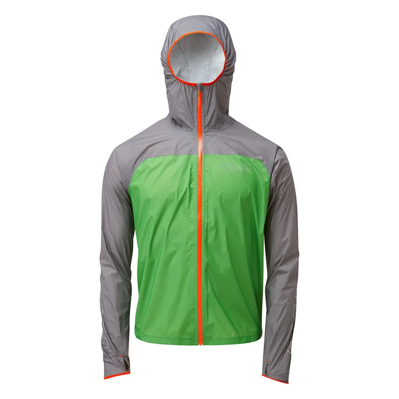OMM Halo Men's Waterproof Running Jacket in Green/Grey-1
