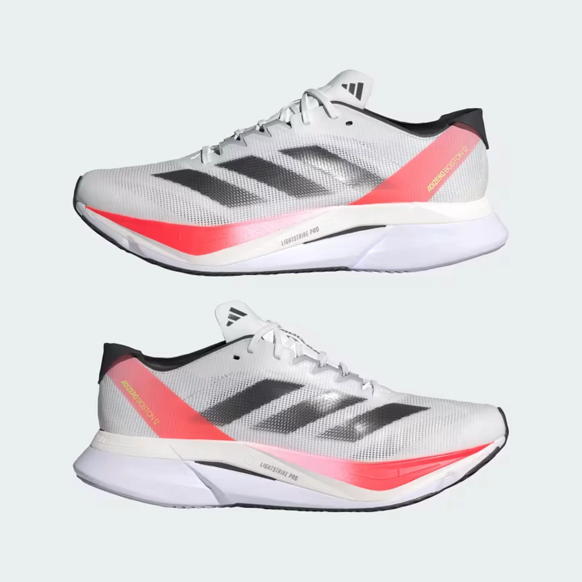 Adidas Adizero Boston 12 Men Running Shoe White Aurora Solar Red IF9210 SZ 10 US Mens Adidas Adizero Boston 12 | Race-Day Feel for Everyday  main image 2