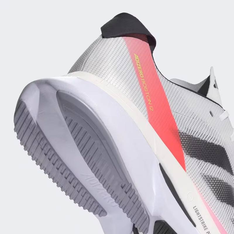 adidas Adizero Boston 12 Men's Road Running Shoe in Cloud White/Aurora Met/Solar Red-8