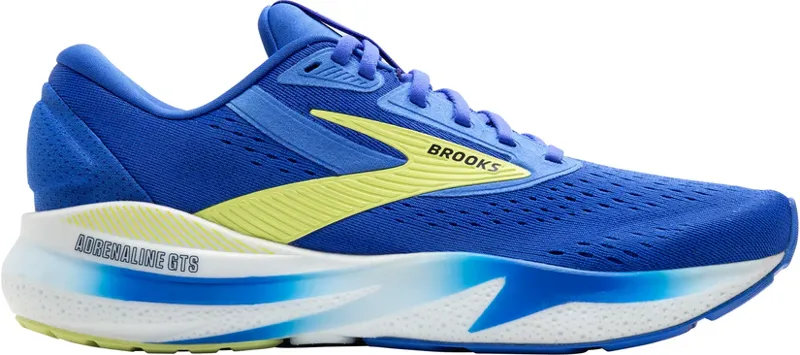 Brooks Adrenaline GTS 24 Wide Men's Road Running Shoe in Cobalt/Neo Yellow/Peacoat