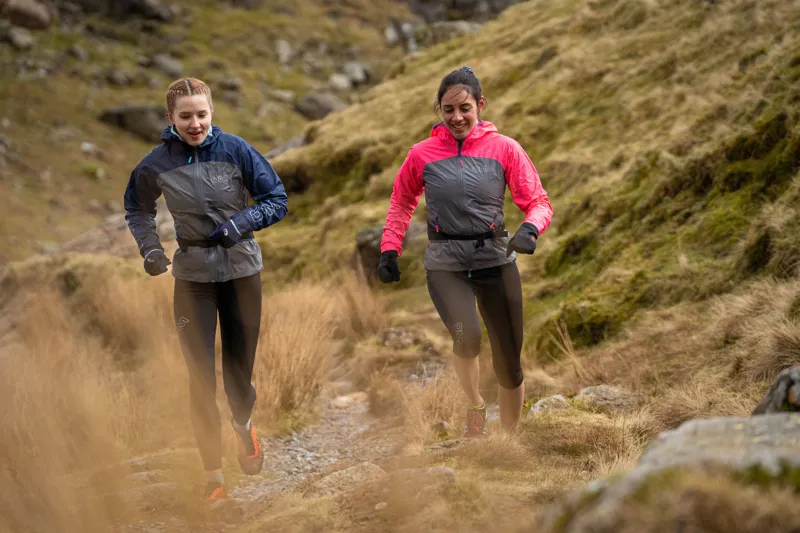 OMM Halo+ Women's Waterproof Running Jacket in Grey/Navy-3