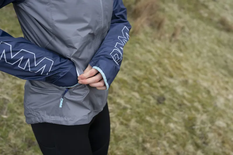 OMM Halo+ Women's Waterproof Running Jacket in Grey/Navy-5